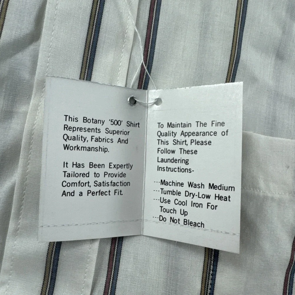 Vintage Botany 500 Dress Shirt Mens 17 White Striped Long Sleeve Button Up NEW - Picture 6 of 6